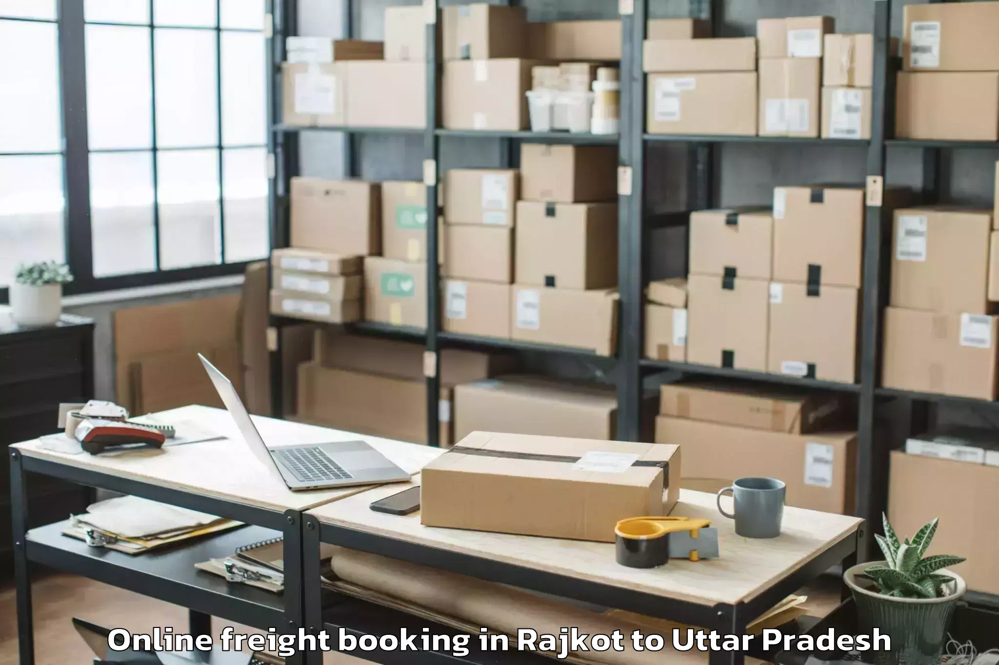 Efficient Rajkot to Bakewar Online Freight Booking